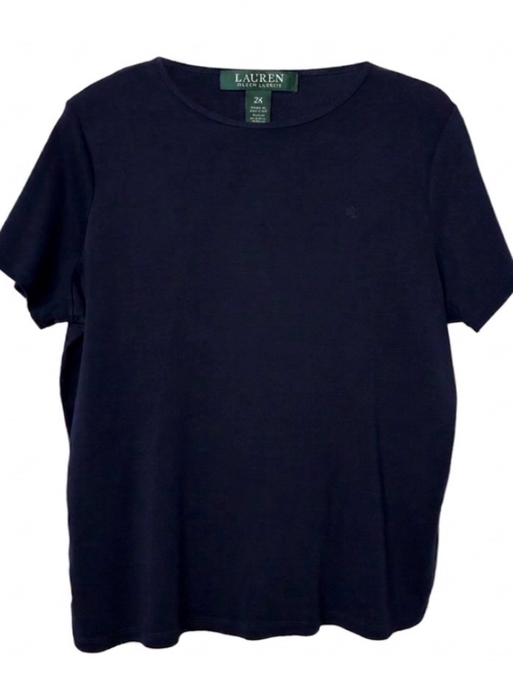 Lauren Ralph Lauren Navy Blue Light Weight Short Sleeve 100% Cotton Sweater 2X